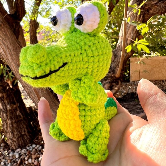 Handmade Other - Handmade Amigurumi Crochet Green Crocodile Plushie Desktop Tabletop Home Decorat